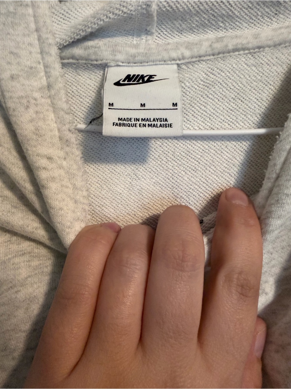 Nike Women’s Heather Gray Cropped Hoodie with Swoosh - Picture 2 of 3